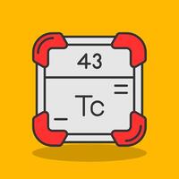 teknetium fylld skugga ikon vektor