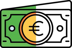 euro fylld halv skära ikon vektor