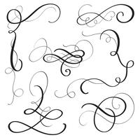 Satz von Vintage Flourish dekorative Kunst Kalligraphie Whorls für Design. Vektorabbildung EPS10 vektor