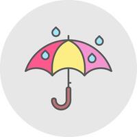 Regenschirm Linie gefüllt Licht Kreis Symbol vektor