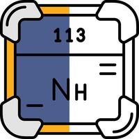 Nihonium gefüllt Hälfte Schnitt Symbol vektor