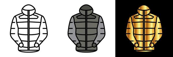 Wandern Jacke Symbol, ein Symbol Darstellen ein Wandern Jacke, symbolisieren Schutz und Isolierung während draussen Abenteuer im verschiedene Wetter Bedingungen. vektor