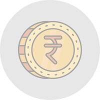 Rupee Linie gefüllt Licht Kreis Symbol vektor