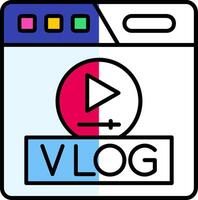 vlog gefüllt Hälfte Schnitt Symbol vektor