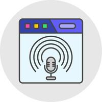 podcast linje fylld ljus cirkel ikon vektor