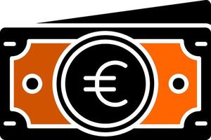 euro glyf orange cirkel ikon vektor