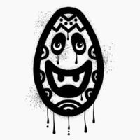påsk ägg uttryckssymbol graffiti dragen med svart spray måla vektor