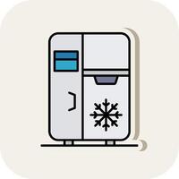 kylskåp linje fylld vit skugga ikon vektor