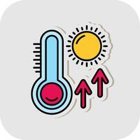 Thermometer Linie gefüllt Weiß Schatten Symbol vektor