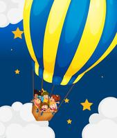 Sechs Kinder reiten im Luftballon vektor