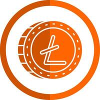 litecoin glyf orange cirkel ikon vektor