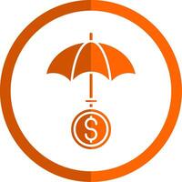 Regenschirm Glyphe Orange Kreis Symbol vektor