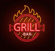 Neonzeichen der Grillbar. vektor