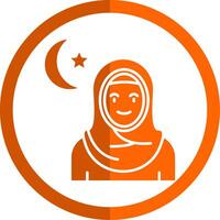 muslim glyf orange cirkel ikon vektor