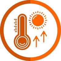 termometer glyf orange cirkel ikon vektor