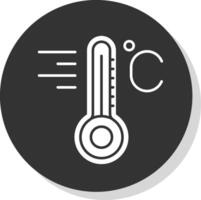 temperatur glyf grå cirkel ikon vektor