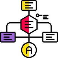 Flussdiagramm gefüllt Hälfte Schnitt Symbol vektor