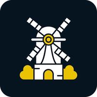 Windmühlen-Glyphe zweifarbiges Symbol vektor