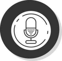 mikrofon glyf grå cirkel ikon vektor