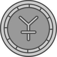 Yen Linie gefüllt Graustufen Symbol vektor