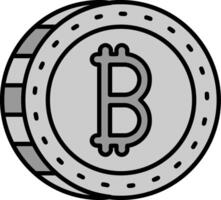bitcoin linje fylld gråskale ikon vektor