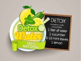 Recept detoxcocktail-gurka, citron, vatten, mint. vektor