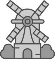 Windmühle Linie gefüllt Graustufen Symbol vektor