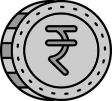 Rupee Linie gefüllt Graustufen Symbol vektor