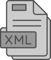 xml Linie gefüllt Graustufen Symbol vektor