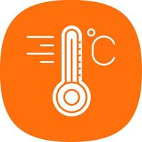 temperatur glyf kurva ikon vektor