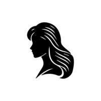 Frau Kopf Silhouette, Gesicht Profil, Vignette. Hand gezeichnet Vektor Illustration, isoliert auf Weiß Hintergrund. Design zum Einladung, Gruß Karte, Jahrgang Stil.