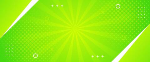 hell Grün Gelb abstrakt geometrisch Banner Hintergrund. Comic Sunburst bewirken Hintergrund mit Halbton. geeignet zum Vorlagen, Der Umsatz Banner, Veranstaltungen, Anzeigen, Netz, und Überschriften vektor
