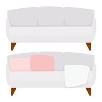 grå modern minimalistisk soffa med och utan kuddar vektor