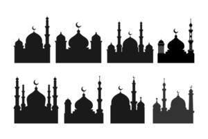 einstellen von Vektor Moschee Silhouette Element auf Weiß Hintergrund