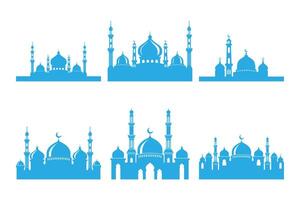 uppsättning av vektor moské silhuett element på vit bakgrund