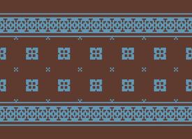 korsa sy och pixel etnisk mönster föra vibrerande stil till tyger, sarees, och ikat mönster, röd Färg korsa sy. traditionell design. vektor