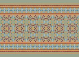geometrisch ethnisch Muster. Pixel Muster. Design zum Kleidung, Stoff, Hintergrund, Hintergrund, Verpackung, Batik. Strickwaren, Stickerei Stil. aztekisch geometrisch Kunst Ornament drucken. Vektor Illustration.