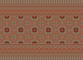 Kreuz Stich traditionell ethnisch Muster Paisley Blume Ikat Hintergrund abstrakt aztekisch afrikanisch indonesisch indisch nahtlos Muster zum Stoff drucken Stoff Kleid Teppich Vorhänge und Sarong vektor