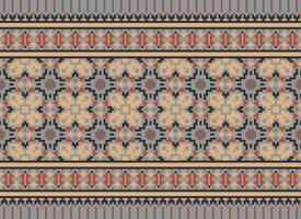 schön Blumen- Kreuz Stich Muster.geometrisch ethnisch orientalisch Muster traditionell Hintergrund.aztec Stil abstrakt Vektor illustration.design zum textur, stoff, kleidung, verpackung, dekoration, teppich.