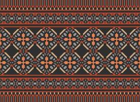 schön Blumen- Kreuz Stich Muster.geometrisch ethnisch orientalisch Muster traditionell Hintergrund.aztec Stil abstrakt Vektor illustration.design zum textur, stoff, kleidung, verpackung, dekoration, teppich.