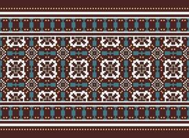 schön Blumen- Kreuz Stich Muster.geometrisch ethnisch orientalisch Muster traditionell Hintergrund.aztec Stil abstrakt Vektor illustration.design zum textur, stoff, kleidung, verpackung, dekoration, teppich.