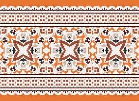 pixel årgångar korsa sy traditionell etnisk mönster paisley blomma ikat bakgrund abstrakt aztec afrikansk indonesiska indisk sömlös mönster för tyg skriva ut trasa klänning matta gardiner och sarong vektor