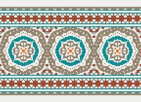 pixel årgångar korsa sy traditionell etnisk mönster paisley blomma ikat bakgrund abstrakt aztec afrikansk indonesiska indisk sömlös mönster för tyg skriva ut trasa klänning matta gardiner och sarong vektor