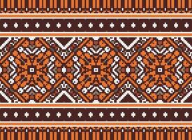 Pixel Jahrgänge Kreuz Stich traditionell ethnisch Muster Paisley Blume Ikat Hintergrund abstrakt aztekisch afrikanisch indonesisch indisch nahtlos Muster zum Stoff drucken Stoff Kleid Teppich Vorhänge und Sarong vektor