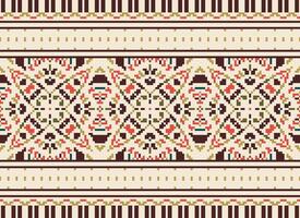 pixel årgångar korsa sy traditionell etnisk mönster paisley blomma ikat bakgrund abstrakt aztec afrikansk indonesiska indisk sömlös mönster för tyg skriva ut trasa klänning matta gardiner och sarong vektor