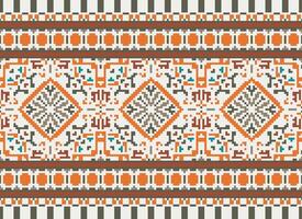 pixel årgångar korsa sy traditionell etnisk mönster paisley blomma ikat bakgrund abstrakt aztec afrikansk indonesiska indisk sömlös mönster för tyg skriva ut trasa klänning matta gardiner och sarong vektor