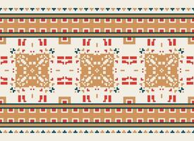 schön Pixel Muster traditionell Volk Stil, geometrisch ethnisch nahtlos Muster Vektor Illustration. Design zum Kreuz Stich, Teppich, Hintergrund, Kleidung, texti Stoff, Verpackung, Batik, Stickerei