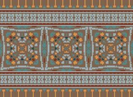 Pixel Jahrgänge Kreuz Stich traditionell ethnisch Muster Paisley Blume Ikat Hintergrund abstrakt aztekisch afrikanisch indonesisch indisch nahtlos Muster zum Stoff drucken Stoff Kleid Teppich Vorhänge und Sarong vektor