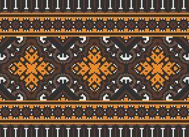 Pixel Jahrgänge Kreuz Stich traditionell ethnisch Muster Paisley Blume Ikat Hintergrund abstrakt aztekisch afrikanisch indonesisch indisch nahtlos Muster zum Stoff drucken Stoff Kleid Teppich Vorhänge und Sarong vektor