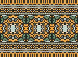 pixel årgångar korsa sy traditionell etnisk mönster paisley blomma ikat bakgrund abstrakt aztec afrikansk indonesiska indisk sömlös mönster för tyg skriva ut trasa klänning matta gardiner och sarong vektor